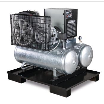 Aircraft Stationärer Kolbenkompressor mit 2x 100 Liter-Druckluftbehältern und Kältetrockner AIRPROFI DUO 853/2x100/10 K