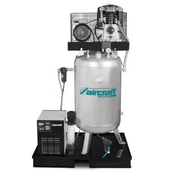 Aircraft Stationärer Kolbenkompressor mit Kältetrockner, Feinfilter, Kondensataufbereiter zur Öl-Wasser-Trennung und automatischem Kondensatableiter AIRPROFI 703/270/10 VKK
