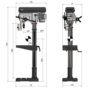 Optimum Säulenbohrmaschine OPTIdrill DH 28FS