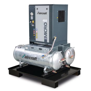 Aircraft Schraubenkompressor mit Rippenbandriemenantrieb auf 2 x 100 l Behälter A-DUO-MICRO SE 4.0-10 2x100