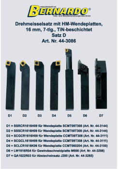 44-3086 Bernardo Drehmeisselsätze Drehmeißelsatz TiN-beschichtet, 16 mm, Satz D