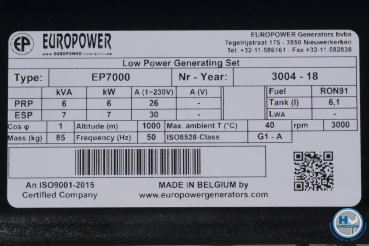 Europower Stromerzeuger EP7000 mit Honda GX390 Motor 7 KvA 1x 230 Volt