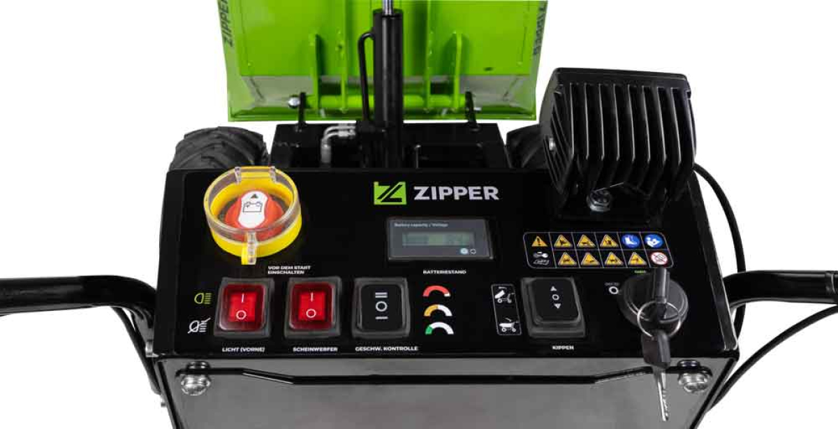 Zipper Maschinen ED500 Elektro Rad-Dumper hydraulisch Kippbar für Pferdebesitzer