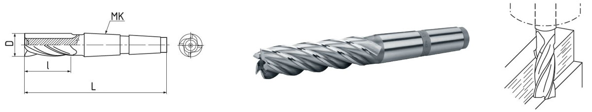 ELMAG HSS Co5-Schaftfräser mit Morsekegel DIN 845