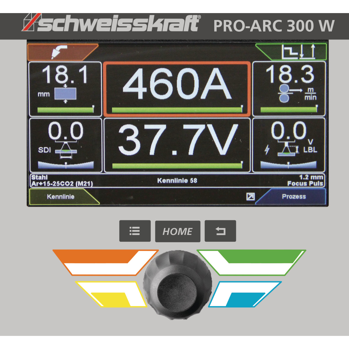 Schweisskraft MIG/MAG-Impulsschweißgerät PRO-PULS 300 W (Fahrwagen Profi, Bedienfeld unten)