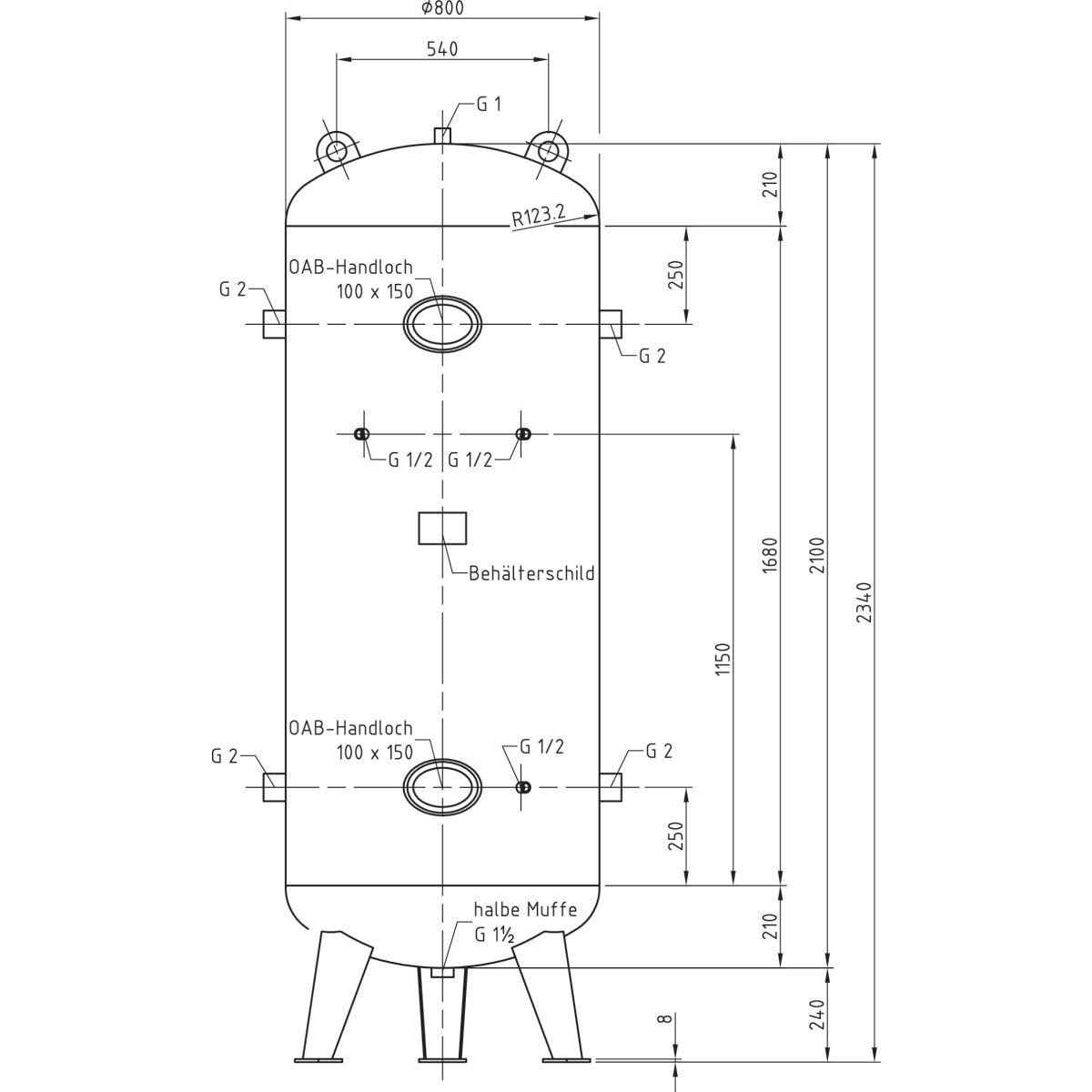 Aircraft Druckluftbehälter  DB VZ 1000/11 V