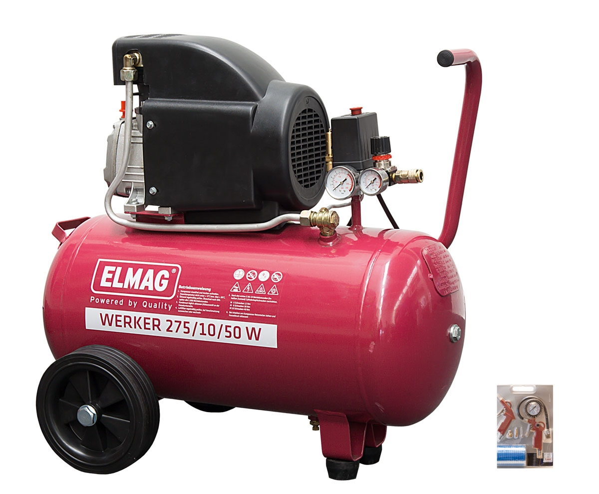 ELMAG Kompressor WERKER 275/10/50 W - "SET-AKTION"