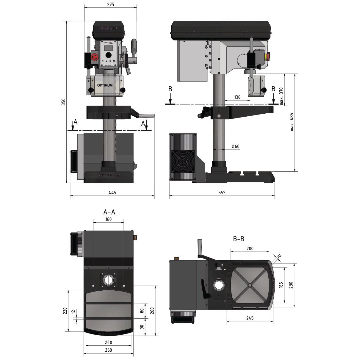 Optimum Tischbohrmaschine OPTIdrill DH 18V Set