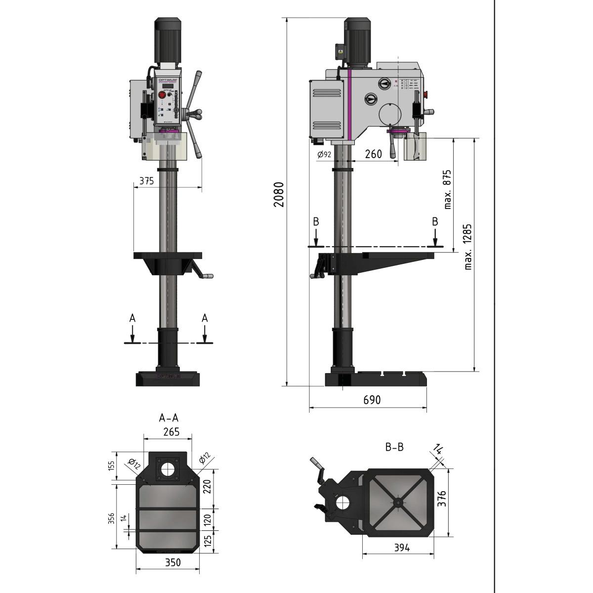 Optimum Säulenbohrmaschine OPTIdrill DH 28GSV