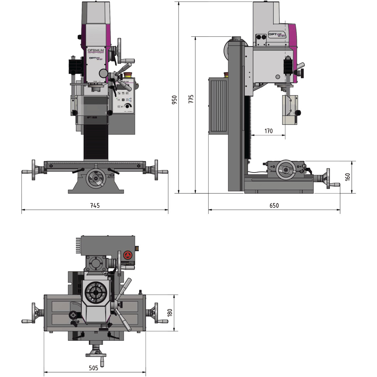 Optimum Bohr-Fräsmaschine OPTImill MH 22V