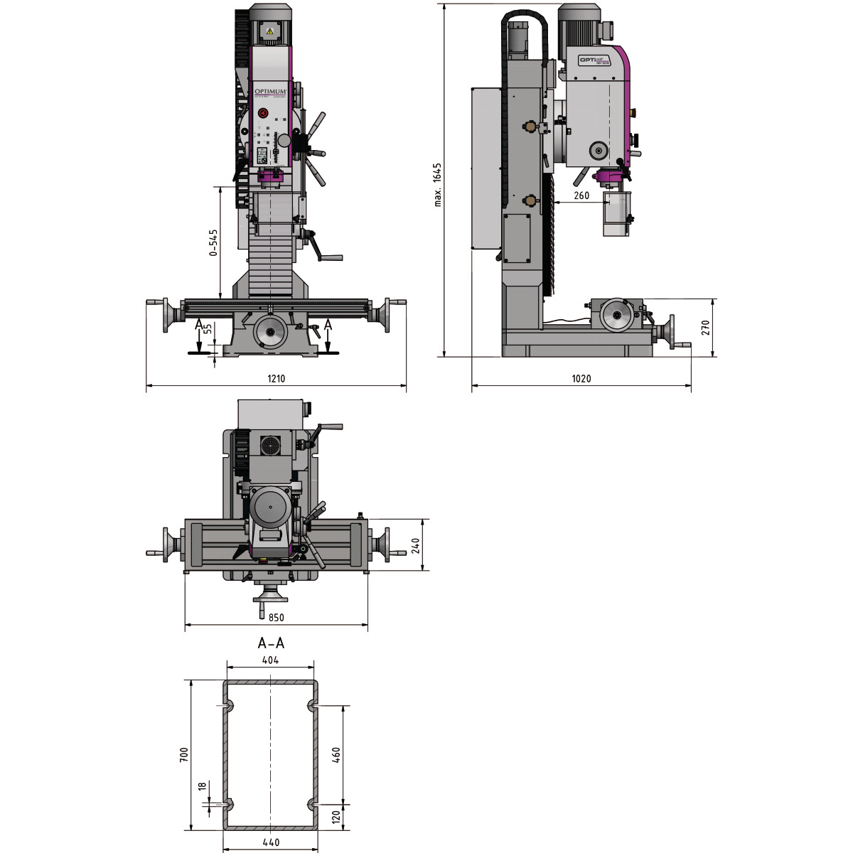 Optimum Bohr-Fräsmaschine OPTImill MH 50G