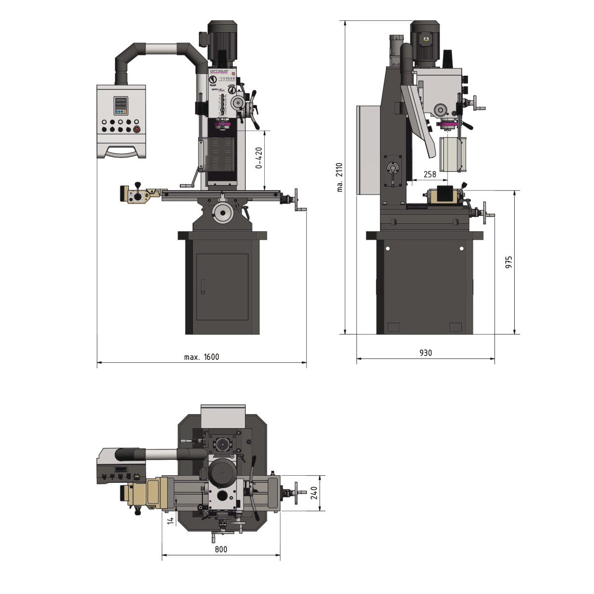 Optimum Bohr-Fräsmaschine OPTImill MB 4P