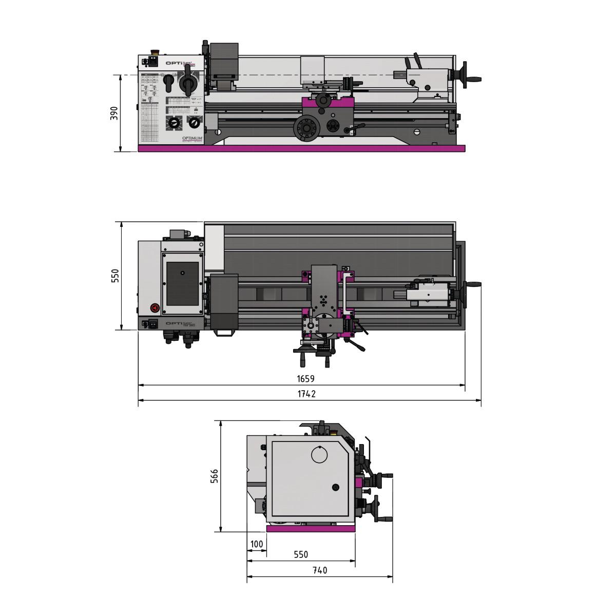 Optimum Leit- und Zugspindeldrehmaschine OPTIturn TM 3110VB
