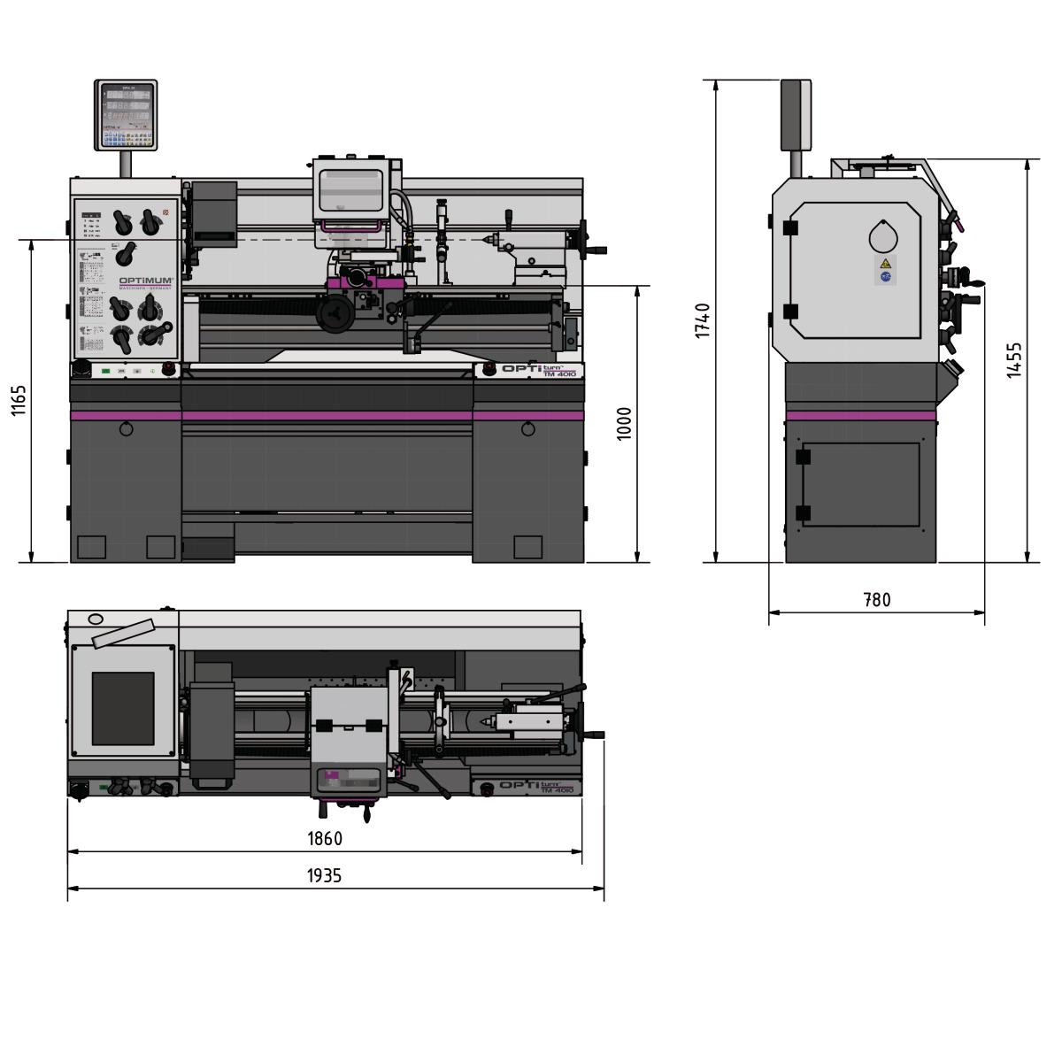 Optimum Leit- und Zugspindeldrehmaschine OPTIturn TM 4010D