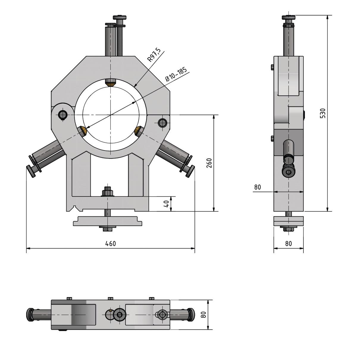 Optimum Feststehende Lünette  Durchlass 10 - 185 mm für TX5216