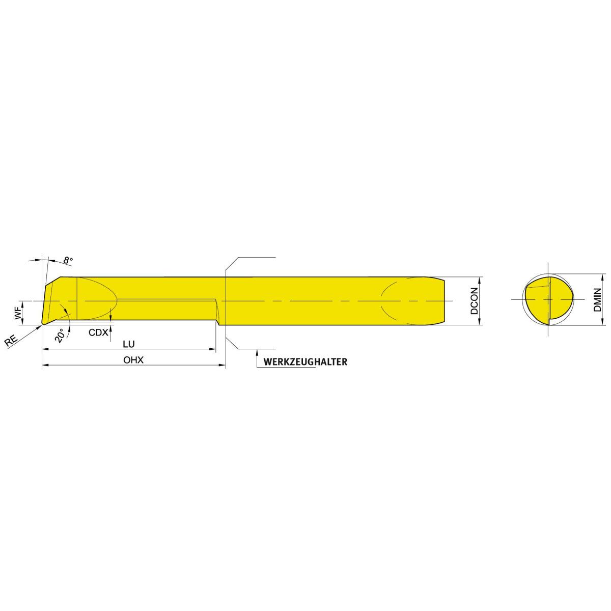 Optimum Ausdrehstahl rechts  NCBP4R-27.10-005-YG812