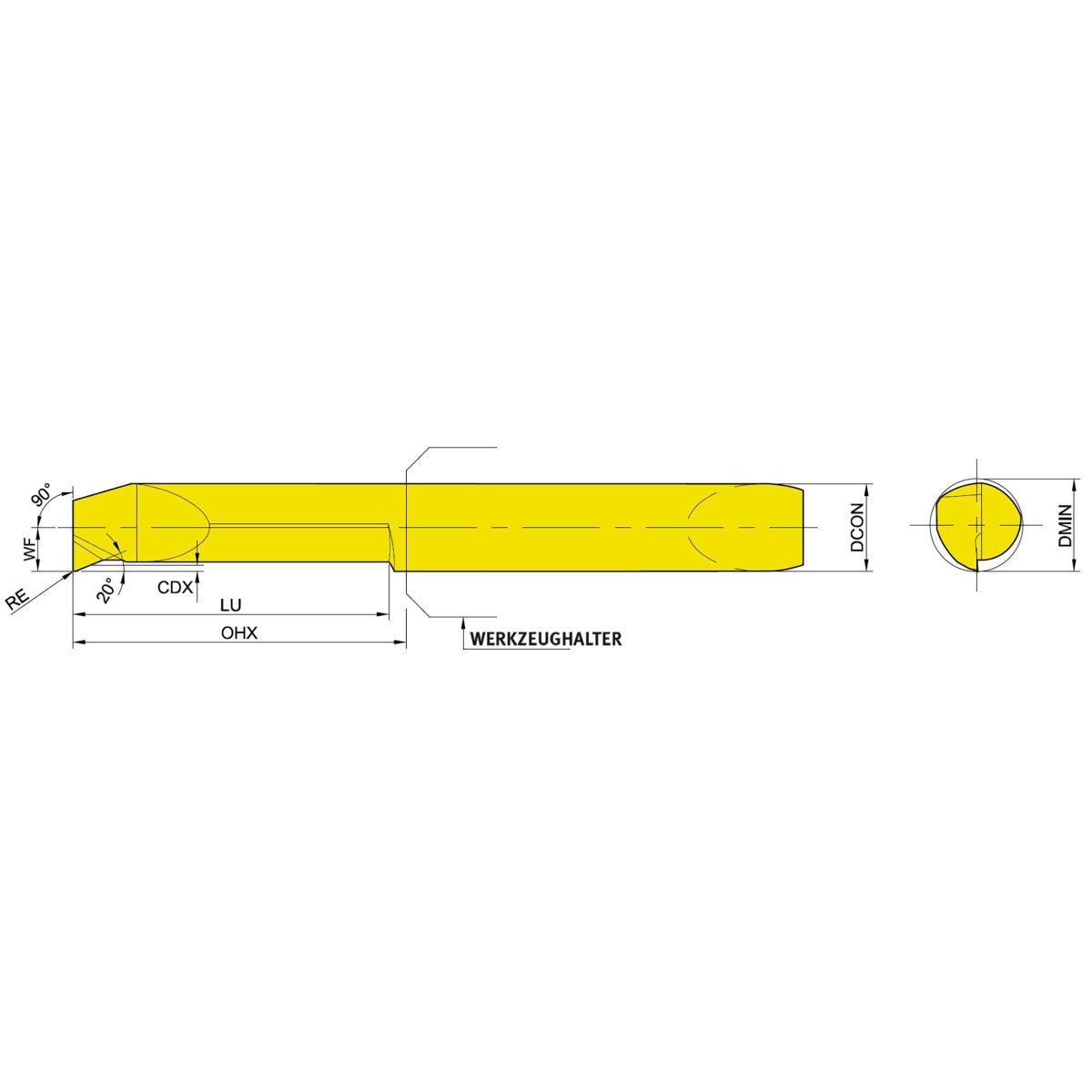 Optimum Innen-Ausbohrstahl  90° rechts NCBF6R-62.15-020-YG812
