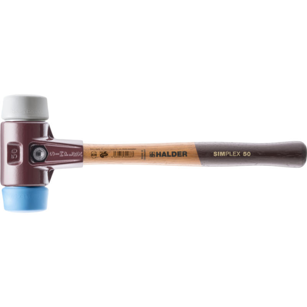 SIMPLEX-Schonhammer Ø 50mm, Einsätze: TPE-soft blau / TPE-mid grau