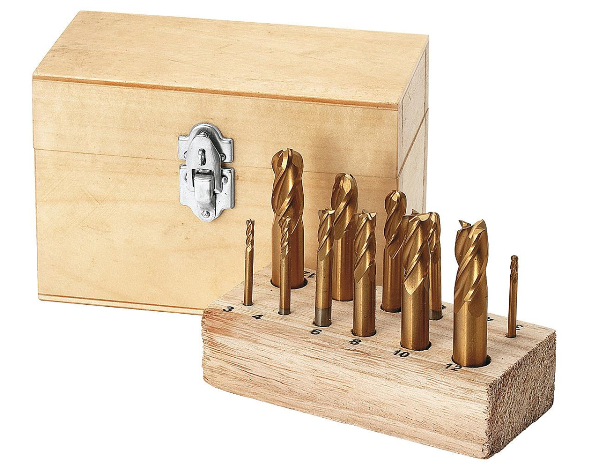 42-1022 Bernardo Fräswerkzeuge Kombi-Fräserkassette, TiN-beschichtet 12-tlg.