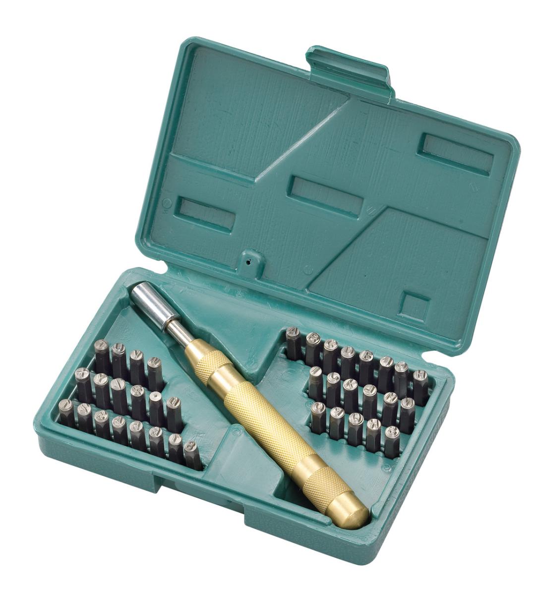 46-1025 Bernardo Diverse Zerspanungswerkzeuge Schlagzahlen- und Buchstabensatz, 38-tlg.