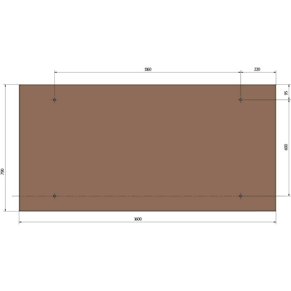 Unicraft Arbeitsplatte  Buche-Multiplex 1250 x 800 mm