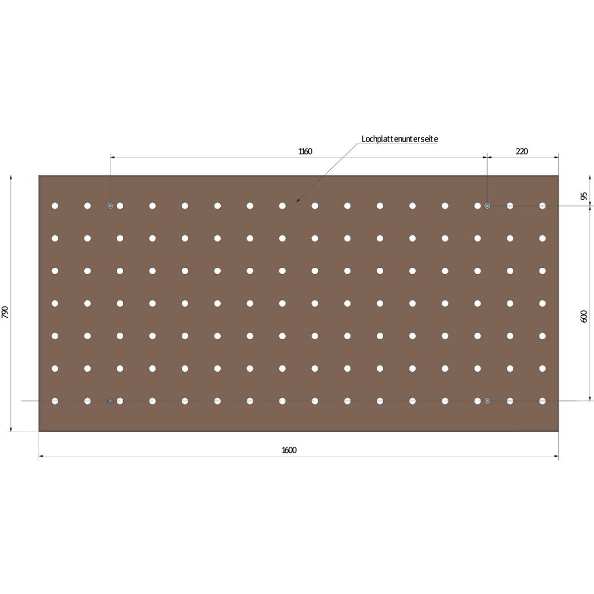 Unicraft Lochrasterarbeitsplatte  Buche-Multiplex, 1600 x 790 mm