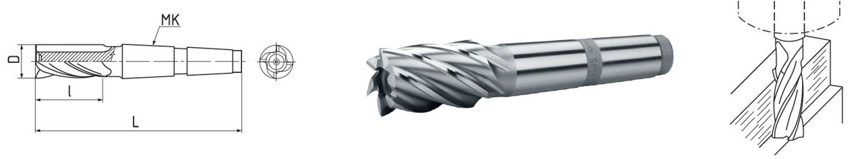 ELMAG HSS Co5-Schaftfräser mit Morsekegel DIN 845