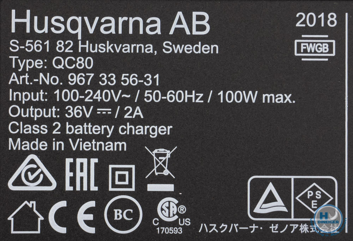 967335631 Husqvarna Ladegerät QC80