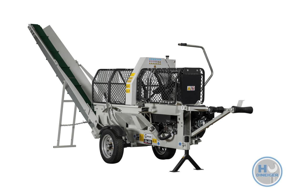 Lumag Maschinen SSA 400 G Sägespaltmaschine mit 9,5 kw Benzinmotor inkl Förderband (unmontiert)